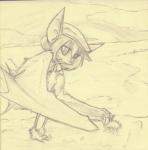 ambiguous_gender anthro clothing duo female feral hat headgear headwear membrane_(anatomy) membranous_wings outside solo_focus wings sildre arthropod bat crab crustacean decapoda malacostracan mammal marine 2016 graphite_(artwork) monochrome sketch traditional_media_(artwork)