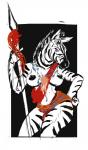 african anthro breasts female melee_weapon native nipples polearm solo spear stripes tribal weapon thedrainpipe equid equine mammal zebra hi_res sketch