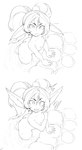 arched_back blush butt covering covering_self female flat_chested nipples not_furry nude solo thick_thighs mayhem_(artist) league_of_legends riot_games tencent poppy_(lol) yordle absurd_res hi_res monochrome