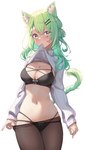 big_breasts blush breasts cleavage clothed clothing female fur hair long_hair looking_at_viewer solo underwear shironekokfp hololive hololive_en vtuber ceres_fauna animal_humanoid cat_humanoid felid felid_humanoid feline feline_humanoid humanoid mammal mammal_humanoid absurd_res hi_res