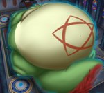 anthro belly belly_expansion belly_inflation big_belly big_tail blue_eyes body_inflation bound church detailed_background expansion floating green_body green_tail hair holidays horn huge_belly huge_tail hyper hyper_belly hyper_inflation immobile inflation inflation_fetish magic magic_inflation male mouth_closed navel occult_symbol pentagram puffed_cheeks red_hair ritual solo swelling symbol tail tail_expansion thick_tail thigh_expansion oregene european_mythology halloween mythology oregene_(character) dragon mythological_creature mythological_scalie scalie western_dragon 2022 detailed digital_media_(artwork) shaded