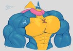 abs anthro biceps big_muscles blue_body huge_muscles hyper hyper_muscles male muscular muscular_anthro muscular_male pecs pink_eyes scar scarf solo vein veiny_muscles unusualboo54 nintendo pokemon zen_(unusualboo54) amphibian frog generation_6_pokemon greninja pokemon_(species) absurd_res hi_res