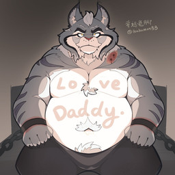 anthro aroused aroused_male barazoku bdsm beer_belly belly belly_hair belly_tuft biceps big_belly big_muscles big_pecs bite_mark black_body black_bottomwear black_clothing black_fur black_pants blood bodily_fluids body_hair body_writing bondage bottomwear bound bruised bruised_wrists bulge chain chest_hair chest_tuft claws clothed clothing cuff_(restraint) daddy_kink erection erection_under_clothing erection_under_pants fur grey_body grey_fur hands_on_hips happy_trail implied_incest intimidation looking_at_viewer male manly markings mature_anthro mature_male multicolored_body multicolored_fur musclegut muscular muscular_anthro muscular_arms muscular_male muscular_thighs pants pecs presenting presenting_body restrained restrained_arms restraints seducing_viewer seductive shackles showing_off_muscles sitting solo spread_legs spreading stern stern_look striped_body striped_fur striped_markings stripes tenting text thick_arms thick_thighs topless topless_anthro topless_male tuft white_body white_fur writing_on_belly writing_on_chest yellow_eyes gabumonbb milton_lynxley canada_lynx felid feline lynx mammal 1:1 absurd_res english_text hi_res