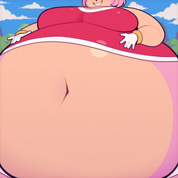 anthro belly belly_focus belly_grab belly_squish big_belly big_breasts black_nose blue_sky bracelet breasts clothing cloud dress enjoying female gloves gold_(metal) gold_bracelet gold_jewelry hair hand_on_belly hand_on_own_belly handwear huge_belly huge_breasts huge_thighs hyper hyper_belly hyper_breasts hyper_thighs jewelry morbidly_obese morbidly_obese_anthro morbidly_obese_female multicolored_body navel obese obese_anthro obese_female overweight overweight_anthro overweight_female palm_tree panties pink_body pink_hair plant red_clothing red_dress sky smile solo squish tan_body teeth thick_thighs three-quarter_view tight_clothing tree two_tone_body underwear white_clothing white_gloves white_handwear white_panties white_underwear ridiculouscake sega sonic_the_hedgehog_(series) amy_rose eulipotyphlan hedgehog mammal 1:1 2026 colored digital_media_(artwork) hi_res shaded