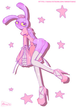 anthro blush butt butt_focus clothing femboy feminization legwear male nude purple_body purple_skin solo text yellow_eyes yellow_sclera hornyfudge glitch_productions the_amazing_digital_circus jax_(tadc) lagomorph leporid mammal rabbit absurd_res hi_res url