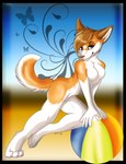 anthro ball beach_ball breasts featureless_breasts female inflatable solo celestialwolfen canid canine mammal hi_res