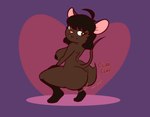 anthro big_breasts big_butt breasts brown_body brown_hair buckteeth butt duo female hair huge_butt nude short_stack simple_background solo teeth thick_thighs twerking wide_hips nokamiwd gwen_geek gwen_martin mammal mouse murid murine rodent hi_res