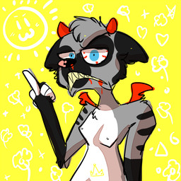 angry anthro back_wings blood blood_from_mouth blood_in_mouth blue_eyes bodily_fluids breasts ears_down female frown fur gesture grey_body grey_fur hand_gesture head_tuft horn looking_at_viewer middle_finger nipples nosebleed pivoted_ears red_horn red_wings small_wings solo tuft wings crownedvictory fuhrer_(zotz) mammal 2015 colored_sketch digital_drawing_(artwork) digital_media_(artwork) sketch