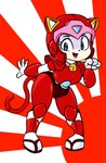 anthro armor blue_eyes female looking_at_viewer open_mouth paw_pose pose red_armor smile solo hidden-cat samurai_pizza_cats polly_esther domestic_cat felid feline felis humanoid mammal hi_res