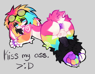 anthro anus balls butt feet fur genitals looking_at_viewer looking_back male nude pawpads paws penis presenting presenting_anus presenting_hindquarters simple_background solo tail pawfullybunny_(artist) lagomorph leporid mammal rabbit colorful_theme