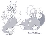 :d areola areola_slip big_breasts blinding_bangs blush bra breasts clothing duo female fin hair head_fin huge_breasts humanoid_pointy_ears hyper hyper_breasts long_hair lure_(anatomy) mermaid_tail mostly_nude open_mouth pointy_ears seashell_bra sidelocks smile split_form starfish_(accessory) starfish_bra tail tail_fin teeth underwear ayazumi_flutter anglerfish_merfolk asterozoan echinoderm humanoid marine merfolk siren starfish hi_res monochrome