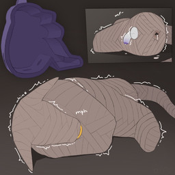 anthro bdsm big_penis bodily_fluids bound container cum cum_in_ass cum_inside facial_piercing genital_fluids genitals humanoid_genitalia humanoid_penis leaking_cum male mummification mummified nose_piercing nose_ring penis piercing restrained ring_piercing shaking solo rynnks kinktober_2025 raditas aquatic fish shark 1:1 2025 hi_res