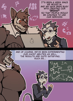 2_panel_comic anthro big_muscles big_nipples big_pecs bone chalkboard clothing computer dialogue duo electronics huge_nipples huge_pecs laptop male muscular muscular_anthro muscular_male nipples open_mouth orange_eyes pecs purple_eyes research simple_background skull skull_head speech_bubble text topwear torn_clothing torn_topwear king_slabu apple_inc. apple_macintosh macbook adrian_(king_slabu) nolan_(king_slabu) american_opossum canid canine canis domestic_dog mammal marsupial spirit virginia_opossum comic digital_media_(artwork) english_text hi_res