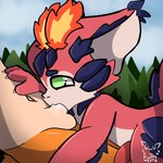 anthro balls duo fellatio feral genitals grass half-closed_eyes male male/male narrowed_eyes nude oral penile penis plant sex slit_penis young fluffycato league_of_legends riot_games tencent gnar_(lol) smolder_(lol) yordle hi_res