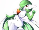 2020 absurd_res ashraely big_breasts blush bottomless breasts clothed clothing curvy_figure digital_media_(artwork) female fingers gardevoir generation_3_pokemon hi_res huge_breasts looking_at_viewer nintendo nipples not_furry open_mouth pokemon pokemon_(species) red_eyes simple_background solo thick_thighs voluptuous wide_hipped_female wide_hips