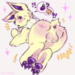 anus balls balls_focus butt eeveelution feral generation_1_pokemon genitals hi_res jera_(homolution) jolteon lynx_scenting male nintendo pawpads paws pokemon pokemon_(species) raised_tail rear_focus rear_view scut_tail short_tail solo tail tail_anus