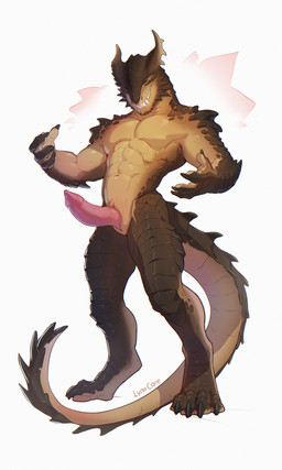 animal_genitalia anthro biped claws earless erection finger_claws fingers front_view genital_slit genitals green_eyes looking_at_viewer male navel nude nude_anthro nude_male penis scales smile solo standing tail teeth lynncore mythology dragon mythological_creature mythological_scalie scalie 2025 3:5 digital_drawing_(artwork) digital_media_(artwork) hi_res