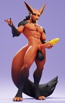 abs anthro balls biceps big_balls big_penis black_body black_fur chest_tuft claws dipstick_tail feet fingerless_(marking) fingerless_gloves_(marking) fur genitals gloves_(marking) hand_on_penis humanoid_genitalia humanoid_penis leg_markings male markings multicolored_body multicolored_fur multicolored_penis muscular muscular_anthro muscular_male nude orange_body orange_fur pecs penis socks_(marking) solo tail tail_markings toeless_(marking) tongue tuft two_tone_body two_tone_fur two_tone_penis yellow_eyes yellow_sclera yellow_tongue connivingrat hel_(shiretsuna) canid canine fox mammal 3d_(artwork) digital_media_(artwork) hi_res