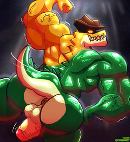 anus back_muscles balls barazoku biceps big_butt big_muscles big_penis big_tail bodily_fluids butt candy clothing cowboy_hat cum deltoids dessert dominant ejaculation erection excited food forearm_muscles genital_fluids genitals hat headgear headwear huge_penis male male/male moobs musclegut muscular muscular_bottom nude penis sharp_teeth sugar_daddy tail teeth triceps vein veiny_penis santiagomt glitch_productions the_amazing_digital_circus evil_gummigoo_(tadc) gummigoo_(tadc) food_creature living_candy 2026 absurd_res hi_res