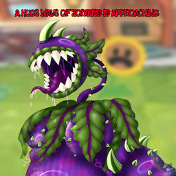 abdominal_bulge belly belly_expansion big_breasts bodily_fluids breasts expansion female flower glistening glistening_body huge_breasts leaf long_tongue plant plant_pred saliva sharp_teeth solo spikes teeth thorns tongue vore wide_hips passiona_roo electronic_arts plants_vs._zombies popcap_games chomper_(pvz) elemental_creature flora_fauna flower_creature humanoid sunflower_(pvz) 1:1 digital_media_(artwork) hi_res