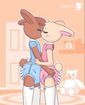 alarm_clock anthro anthro_on_anthro black_eyebrows black_nose blue_clothing blue_shirt blue_topwear blush blush_stickers brown_body brown_ears brown_fur brown_hair brown_inner_ear brown_tail clean_diaper clock clothed clothed_anthro clothed_male clothing cotton_tail diaper diaper_cover diaper_under_clothing diaper_under_onesie door duo ears_back eyebrows eyes_closed fur hair hand_on_hip head_tuft hug inside intraspecies kiss_on_lips legwear logo male male/male multicolored_clothing multicolored_shirt multicolored_topwear pink_clothing pink_inner_ear pink_shirt pink_topwear pivoted_ears plushie polo_shirt romantic rug shelf shirt short_hair side_view tail tail_motion tailwag tan_body tan_ears tan_fur teddy_bear thigh_highs topwear tuft two_tone_clothing two_tone_shirt two_tone_topwear wearing_diaper white_clothing white_legwear white_shirt white_thigh_highs white_topwear baggashame jake_(baggashame) jesse_(baggashame) lagomorph leporid mammal rabbit 2024 artist_logo artist_name hi_res