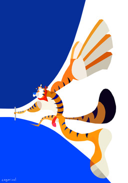 action_pose anthro graphic_design kerchief male male/male mascot minimalist pose solo tail cagorical frosted_flakes kellogg's tony_the_tiger felid mammal pantherine tiger absurd_res hi_res