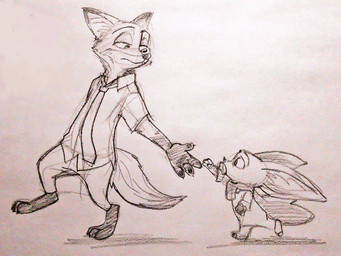 anthro barefoot chasing clothing costume digitigrade duo elephant_costume feet furry_wearing_fursuit fursuit half-closed_eyes male narrowed_eyes necktie object_in_mouth pacifier pacifier_in_mouth plantigrade simple_background size_difference suit white_background mortic_ox disney zootopia finnick_(zootopia) nick_wilde canid canine fennec_fox fox mammal red_fox true_fox 2016 4:3 monochrome sketch traditional_media_(artwork)
