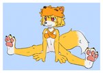 anthro bottomless breasts clothed clothing feet female fur genitals hindpaw humanoid_hands navel pawpads paws pose pussy simple_background sitting solo spread_legs spreading tail moodytail ragnarok_online moonlight_flower canid canine fox mammal 2024 digital_media_(artwork) full-length_portrait hi_res pinup portrait