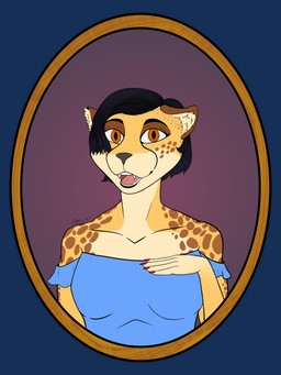 anthro bare_shoulders big_eyes biped black_hair blue_clothing blue_dress breasts clothed clothing dress female fingers fur hair hand_on_breast inner_ear_fluff looking_at_viewer markings multicolored_body multicolored_fur open_mouth pose posing_for_picture pupils sharp_teeth short_hair simple_background slit_pupils small_breasts smile solo spots spotted_body spotted_markings strapless_clothing strapless_dress teeth tongue topwear tuft two_tone_body two_tone_fur yellow_eyes bbear cheetah felid feline mammal 2025 3:4 absurd_res alpha_channel dated digital_media_(artwork) flat_colors hi_res portrait signature
