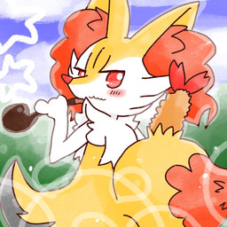 ambiguous_anthro ambiguous_gender anthro biped blush blush_stickers dipstick_tail food holding_object holding_smoking_pipe looking_at_viewer looking_back looking_back_at_viewer markings no_pupils object_in_tail outside rear_view shrimp_(food) smoking_pipe snout solo standing star_polygon tail tail_markings annyui0611 nintendo pokemon braixen canid generation_6_pokemon mammal pokemon_(species) 1:1 2022 digital_drawing_(artwork) digital_media_(artwork) half-length_portrait hi_res japanese_description portrait translated_description