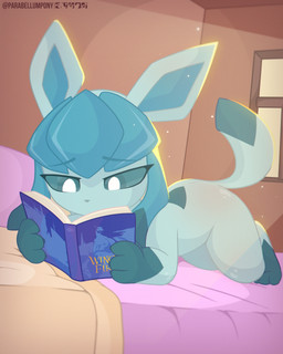 bed book feral furniture hair horn inside looking_at_object lying male on_bed on_front reading reading_book solo window parabellumpony european_mythology mythology nintendo pokemon wings_of_fire winter_(wof) dragon eeveelution generation_4_pokemon glaceon mythological_creature mythological_scalie pokemon_(species) scalie western_dragon 4:5 absurd_res hi_res