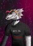 anthro black_body black_scales black_sclera blonde_hair clothed clothing collar duality hair looking_at_viewer male multicolored_eyes piercing rainbow_eyes scales solo tongue tongue_out white_body white_scales yoshanekama duality448 mythology duality_(character) dragon mythological_creature mythological_scalie scalie half-length_portrait hi_res portrait