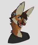 anthro clothed clothing ear_piercing eyebrow_scar eyebrows facial_scar fangs flesh_tunnel fur hair male open_mouth open_smile piercing scar smile solo teeth ramahuro canid canine mammal maned_wolf