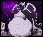 anthro belly belly_grab big_belly black_body black_scales breasts burping death digestion fatal_vore featureless_breasts female female_pred fully_inside group heart_symbol horn huge_belly hyper hyper_belly mass_vore multiple_prey navel open_mouth purple_eyes rumbling_stomach scales tail text the_end_(minecraft) vore white_body white_scales wings kingcreep105 microsoft minecraft mojang mythology xbox_game_studios dragon ender_dragon enderman mythological_creature mythological_scalie scalie 2022 hi_res