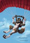 anthro extreme_sports feet happy male parachute paraglider paragliding paws solo loque canid canine canis mammal wolf digital_media_(artwork)