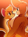 anthro breast_size_difference breast_squish breasts breasts_frottage brown_body brown_fur countershading duo eye_contact female female/female fur hand_on_butt hug looking_at_another multicolored_body multicolored_fur orange_body orange_fur size_difference smile squish two_tone_body two_tone_fur white_body white_countershading white_fur electricplasmid lily_(gabbah) petunia_(gabbah) bear domestic_cat felid feline felis mammal 2023 hi_res