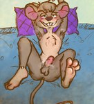 3_toes anthro armpit_hair blush body_hair feet genitals humanoid_genitalia humanoid_penis male musk penis smile smirk solo toes gaygoat disney the_great_mouse_detective basil_(disney) mammal mouse murid murine rodent