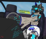 2024 ageplay anthro big_baby blue_body blue_eyes bmw canid canine canis car clothed clothing diaper domestic_dog driver fur gloves handwear hat headgear headwear hi_res infantilism inside_car machine male mammal matthieuproto_(character) object_in_mouth pacifier pacifier_in_mouth protogen roleplay solo steering_wheel text translated vehicle wearing_diaper wolf xthreedos