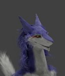 ambiguous_gender fur grey_background grey_body grey_fur hair long_hair purple_body purple_fur simple_background solo yellow_eyes texas_ranger untied_verbeger rain_silves canid canine fox mammal sergal 3d_(artwork) digital_media_(artwork) hi_res