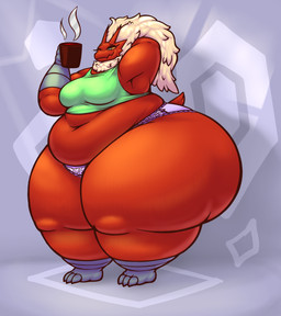 anthro beverage big_breasts big_butt breasts butt clothed clothing coffee coffee_mug female hair half-closed_eyes holding_object huge_butt huge_hips huge_thighs hyper hyper_butt hyper_thighs lingerie long_hair narrowed_eyes obese overweight overweight_anthro overweight_female partially_clothed smile solo thick_thighs tired wide_hips lexodynaro nintendo pokemon fria_(lexodynaro) avian blaziken generation_3_pokemon pokemon_(species) 2024 digital_drawing_(artwork) digital_media_(artwork) hi_res
