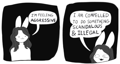 ambiguous_gender anthro bite_mark bite_mark_on_neck dialogue fanged_bite_mark fanged_bite_mark_on_neck fangs hair long_ears long_hair simple_background smile solo speech_bubble standing teeth text toony brinstar emiko_(bludii) felid hybrid lagomorph leporid mammal pantherine rabbit snow_leopard vampire 2021 comic digital_media_(artwork) english_text greyscale hi_res monochrome