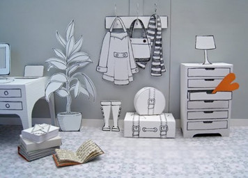 book boots clothing desk footwear furniture handbag heart_symbol not_furry papercraft plant real shoes suitcase table zero_pictured unknown_artist grandfathered_content low_res mixed_media papercutting_(artwork) traditional_media_(artwork)