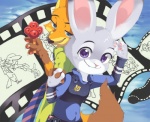 anthro clothed clothing crossed_arms drawing duo_focus eyes_closed female film_strip food fully_clothed fur green_eyes grey_body grey_fur group hand_holding heart_symbol hug kemono kissing long_ears male necktie orange_body orange_fur pawpsicle popsicle purple_eyes smile uniform ouka disney zootopia finnick_(zootopia) judy_hopps nick_wilde canid canine fennec_fox fox lagomorph leporid mammal rabbit red_fox true_fox 2016 digital_drawing_(artwork) digital_media_(artwork) half-length_portrait mixed_media multiple_images portrait