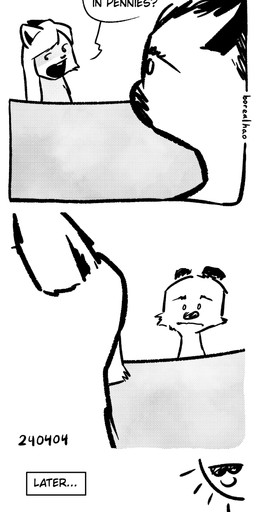 annoyed anthro comic_panel dialogue dump_truck duo eyewear furniture humor joke later looking_at_another money offering_money pile simple_background speech_bubble sun sunglasses table text time_skip truck vehicle mischief mammal procyonid raccoon absurd_res black_and_white comic english_text hi_res monochrome