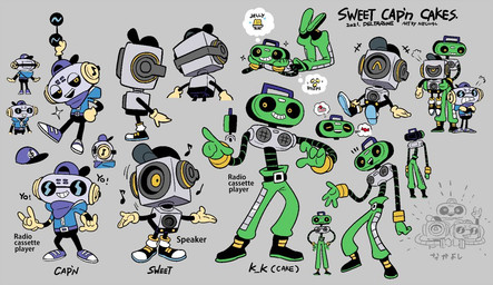 1_eye bottomwear clothing eyewear footwear group hat headgear headwear machine male pants shoes square_(anatomy) square_head sunglasses text nelnal deltarune undertale_(series) cap'n_(deltarune) k_k_(deltarune) sweet_(deltarune) darkner humanoid robot robot_humanoid 2021 english_text official_art