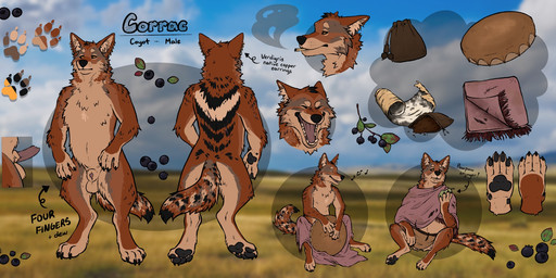 animal_genitalia animal_penis anthro balls black_body black_fur black_sclera blueberry_(fruit) brown_body brown_fur canine_genitalia canine_penis clothed clothed_anthro clothed_male clothing ear_piercing ear_ring eating eating_food erection eyes_closed food fruit fully_clothed fully_clothed_anthro fully_clothed_male fur genitals grey_body grey_fur looking_at_viewer male male_anthro nude nude_anthro nude_male open_mouth open_smile pawpads penis penis_tip piercing pink_penis plant playing_music ring_piercing sheath sitting smile smoking solo standing tail tan_body tan_fur teeth text tongue topless topless_anthro topless_male whisker_spots yellow_eyes labradorszn canid canine canis coyote mammal 2025 english_text hi_res model_sheet