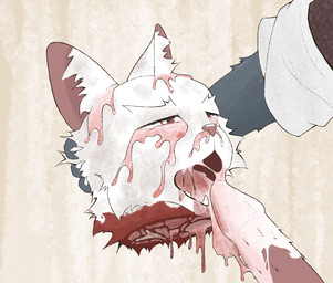 animal_genitalia animal_penis black_body black_fur blood bloody_cum bodily_fluids brown_ears brown_nose_horn claws clothing cum cum_drip cum_in_ear cum_in_mouth cum_in_nose cum_inside cum_on_eyes cum_on_face cum_on_penis cum_on_tongue cum_overflow death decapitation dripping duo exposed_muscle eyebrows feline_genitalia feline_penis fur genital_fluids genitals gore gore_focus holding_head inner_ear_fluff male masturbation necrophilia open_mouth oral oral_masturbation penis red_eyes red_sclera rolled_up_sleeves severed_body_part severed_head teeth text tongue tongue_out tuft white_body white_eyebrows white_fur wounded chuchochi domestic_cat felid feline felis mammal chinese_description hi_res story story_in_description