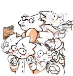 2016 alphys anthro anzu0 armor artist_collaboration blush chopsticks eyewear female frittercrittern glasses group lizard mystic_pyro_freak noodle_number rachel_(undynetrash) reptile scalie seirasenchii undertale undertale_(series)