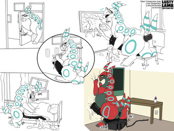 anal anal_penetration animal_genitalia animal_penis balls bedroom big_balls big_penis bodily_fluids butt computer cum cumshot destruction ejaculation electronics equine_genitalia equine_penis excessive_cum excessive_genital_fluids feral genital_fluids genitals huge_balls huge_penis hyper hyper_balls hyper_genitalia hyper_penis male medial_ring object_insertion object_vore office orgasm penetration penis picture_frame solo television vore conditional_dnp lustylamb nintendo pokemon arthropod generation_5_pokemon pokemon_(species) scolipede shiny_pokemon 4:3
