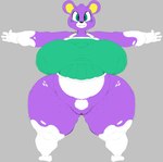 anthro big_breasts bottomless bottomless_anthro bottomless_female breasts clothed clothing female freckles fur genitals multicolored_body multicolored_fur purple_body purple_fur pussy solo t-pose thick_thighs two_tone_body two_tone_fur ponk animal_crossing nintendo megan_(animal_crossing) bear mammal absurd_res hi_res model_sheet